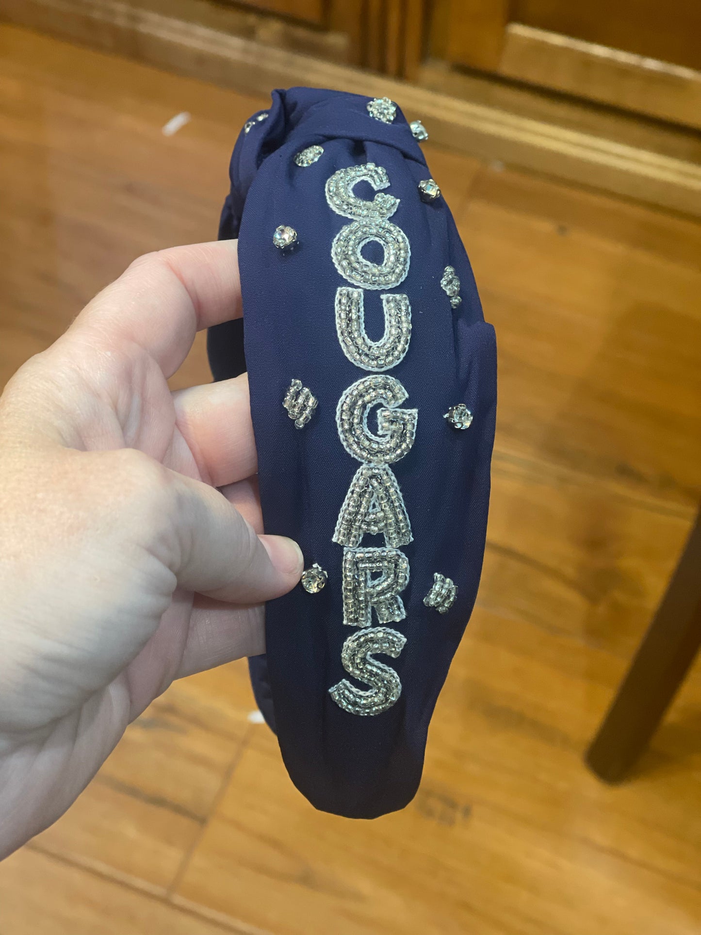 Friendswood - Blue Beaded Mustangs Headband #2 - PRE-ORDER
