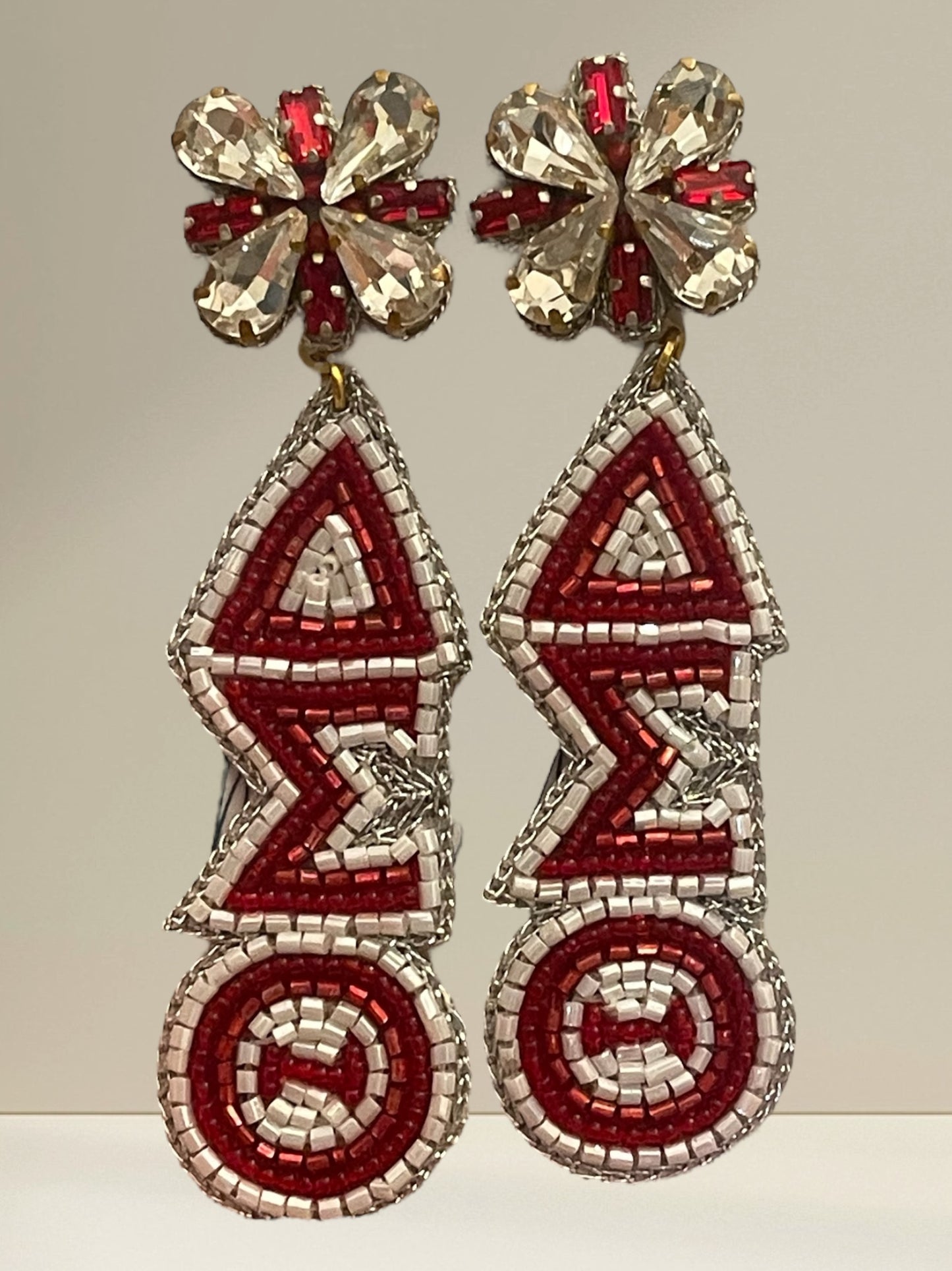 DST Delta Sigma Theta Beaded Dangle Earrings