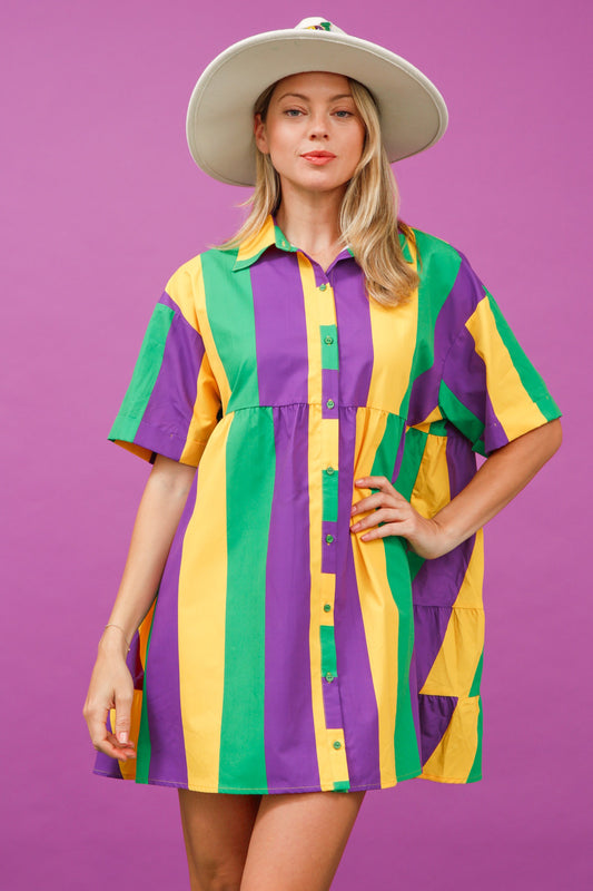 Mardi Gras Striped Dress