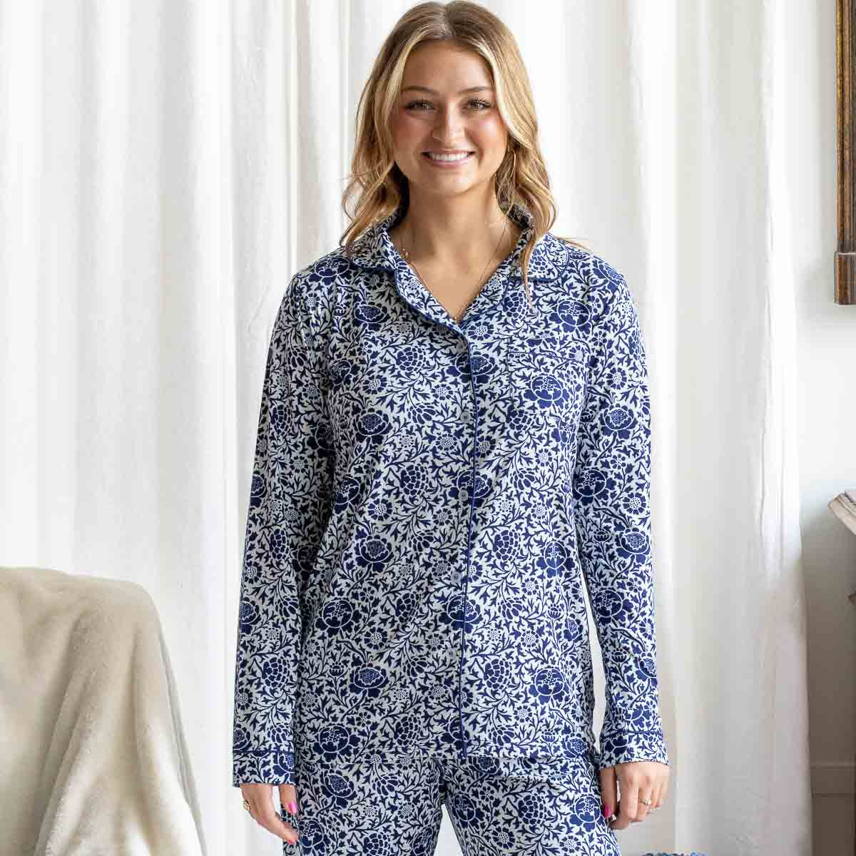 Kaolin Long Sleeve Button Up Sleep Shirt