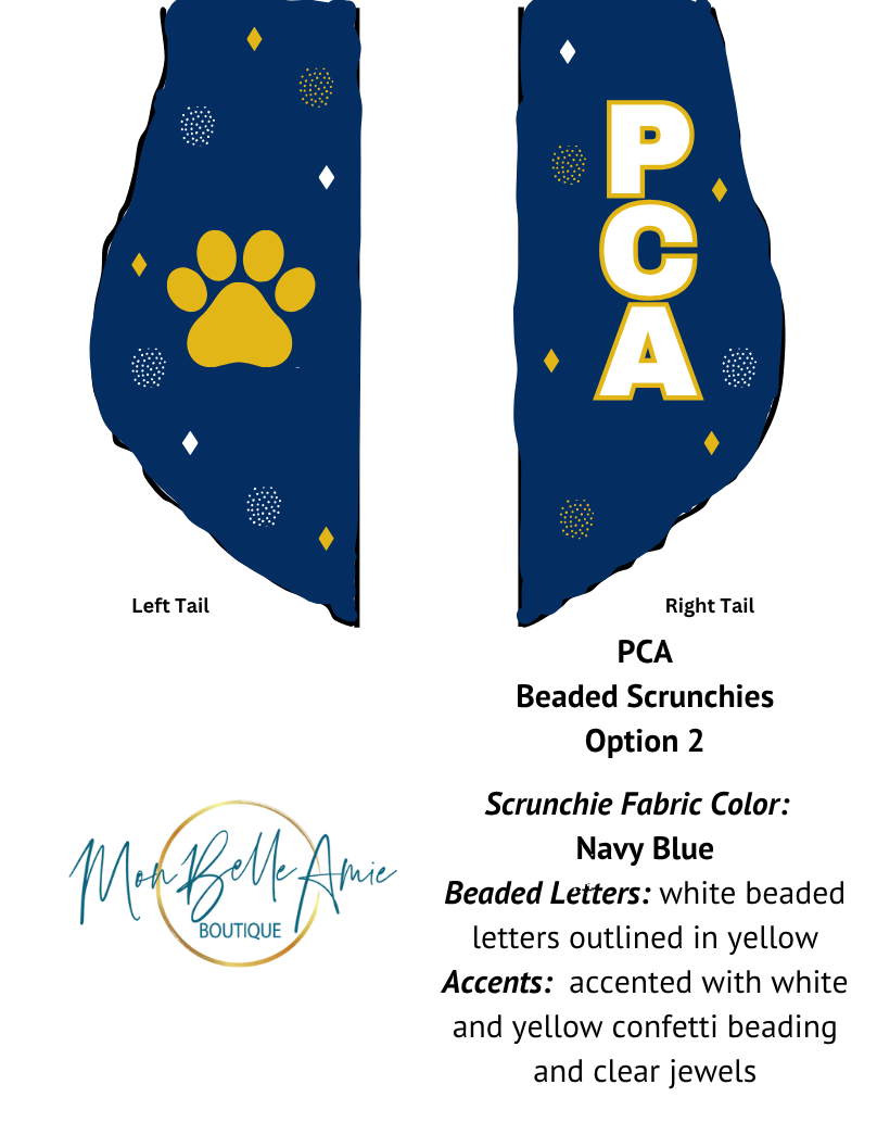 Navy PCA Beaded Scrunchie