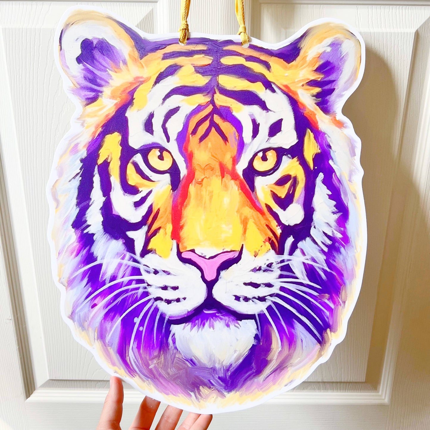 LSU Tiger Head Door Hanger-Louisiana Football Outdoor Decor