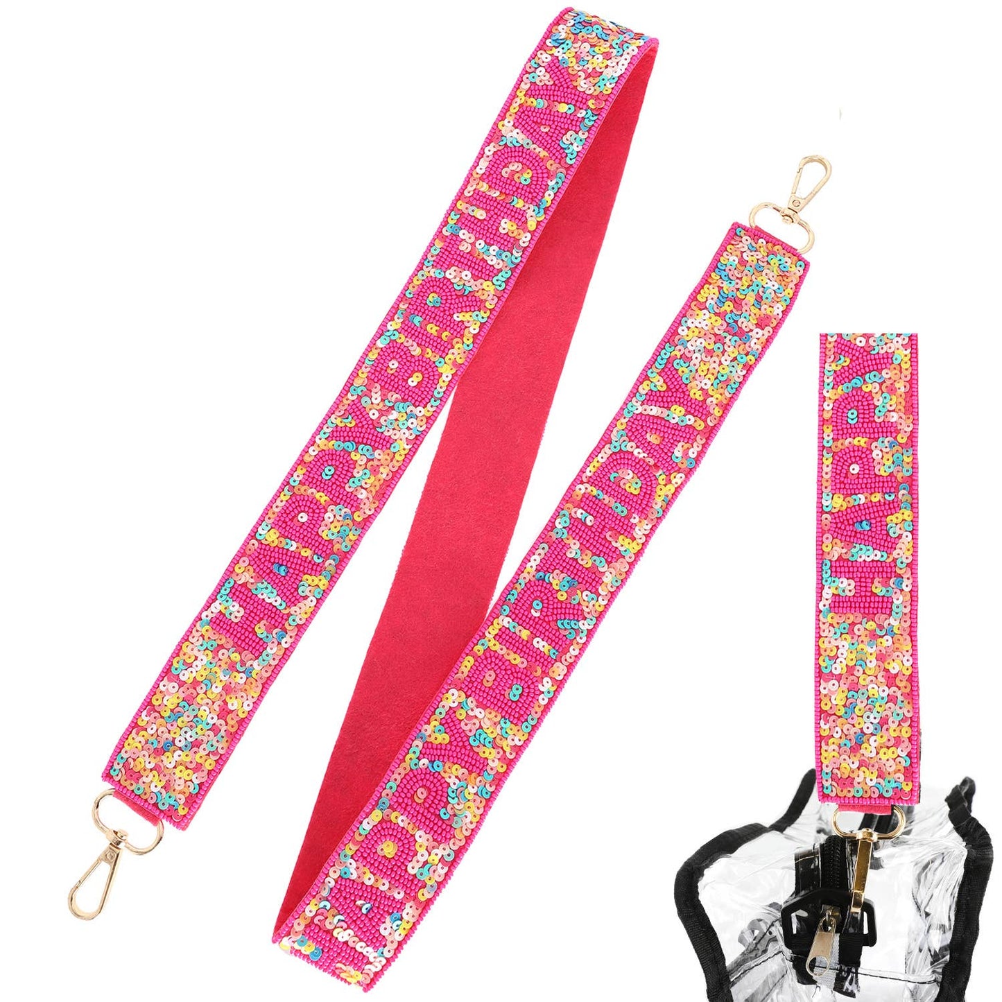 Happy Birthday Beaded Sequin Shoulder Bag Strap