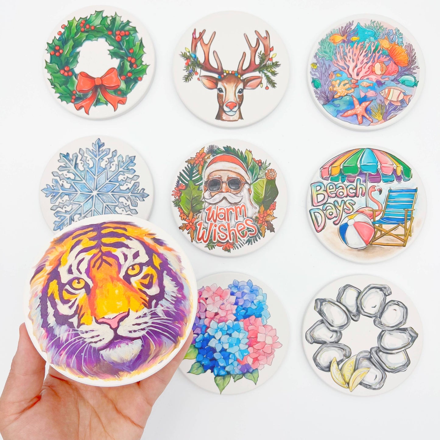 Holly Holiday Wreath Coaster - Christmas December Decor