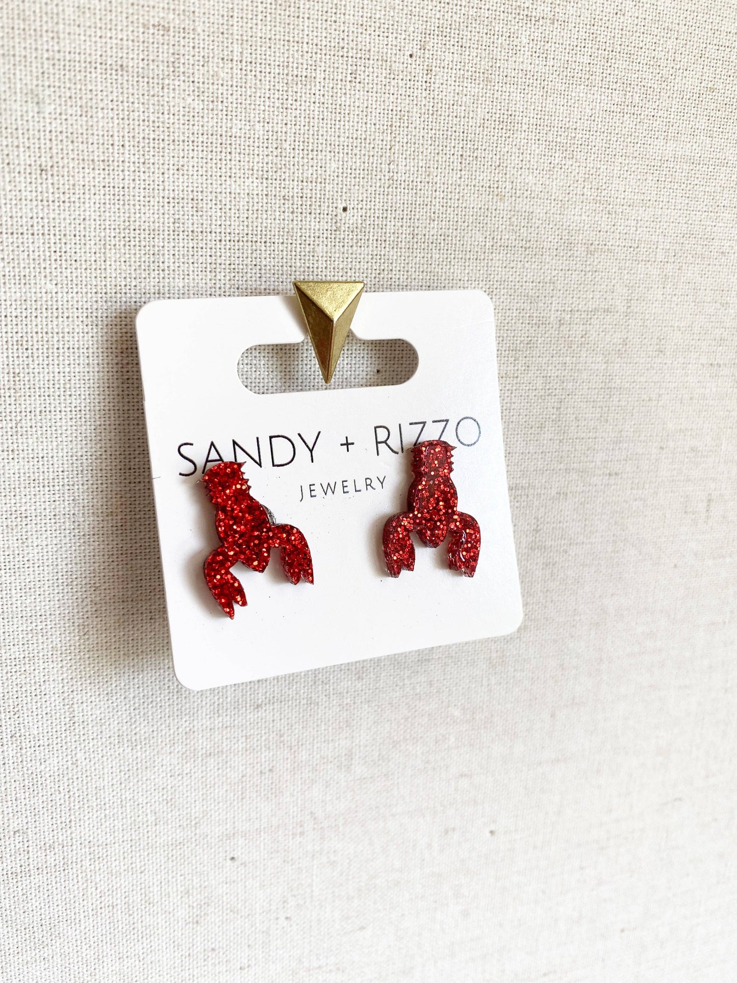 Red glitter crawfish stud