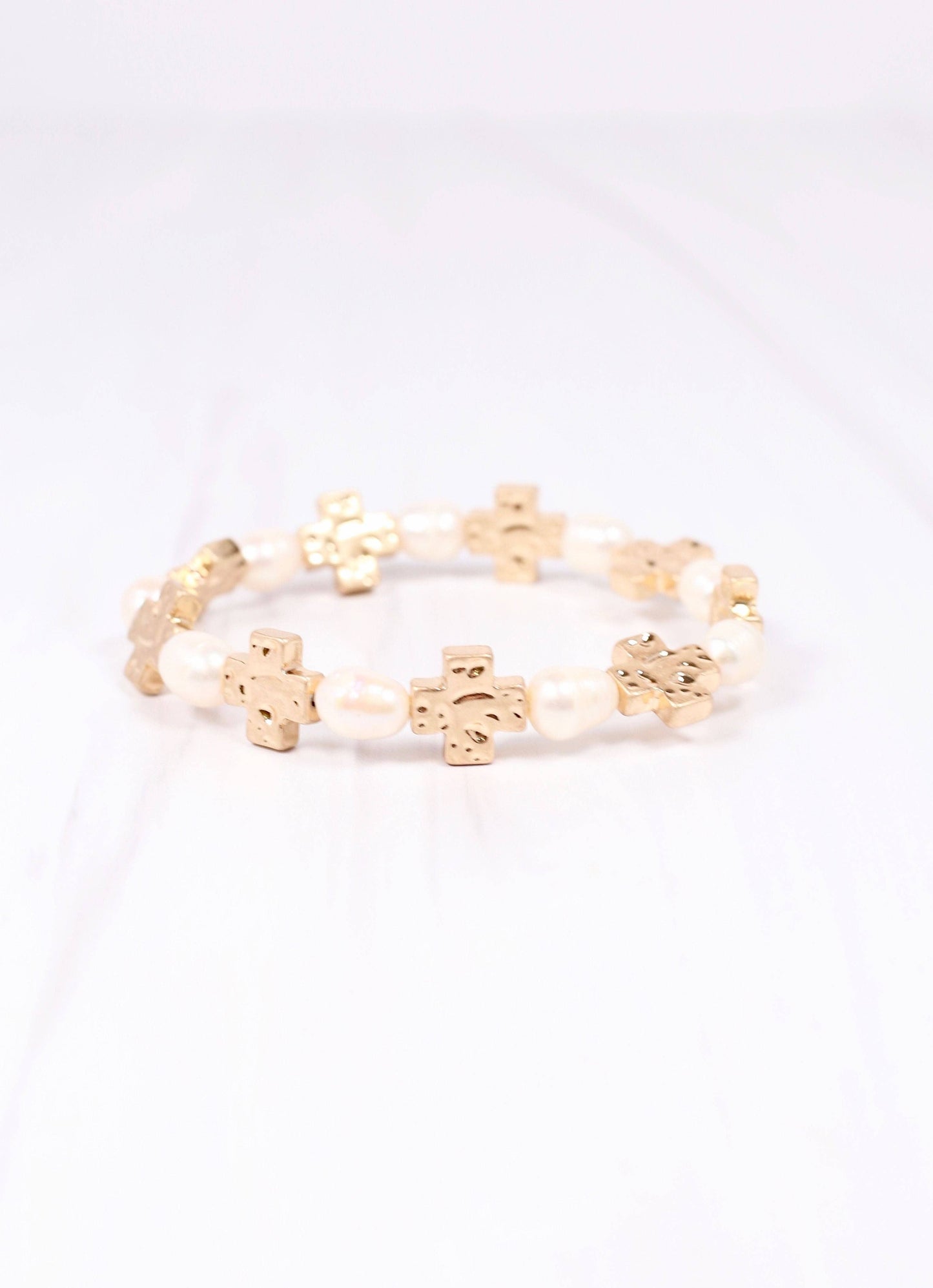 Mary Cross and Pearl Bracelet GOLD