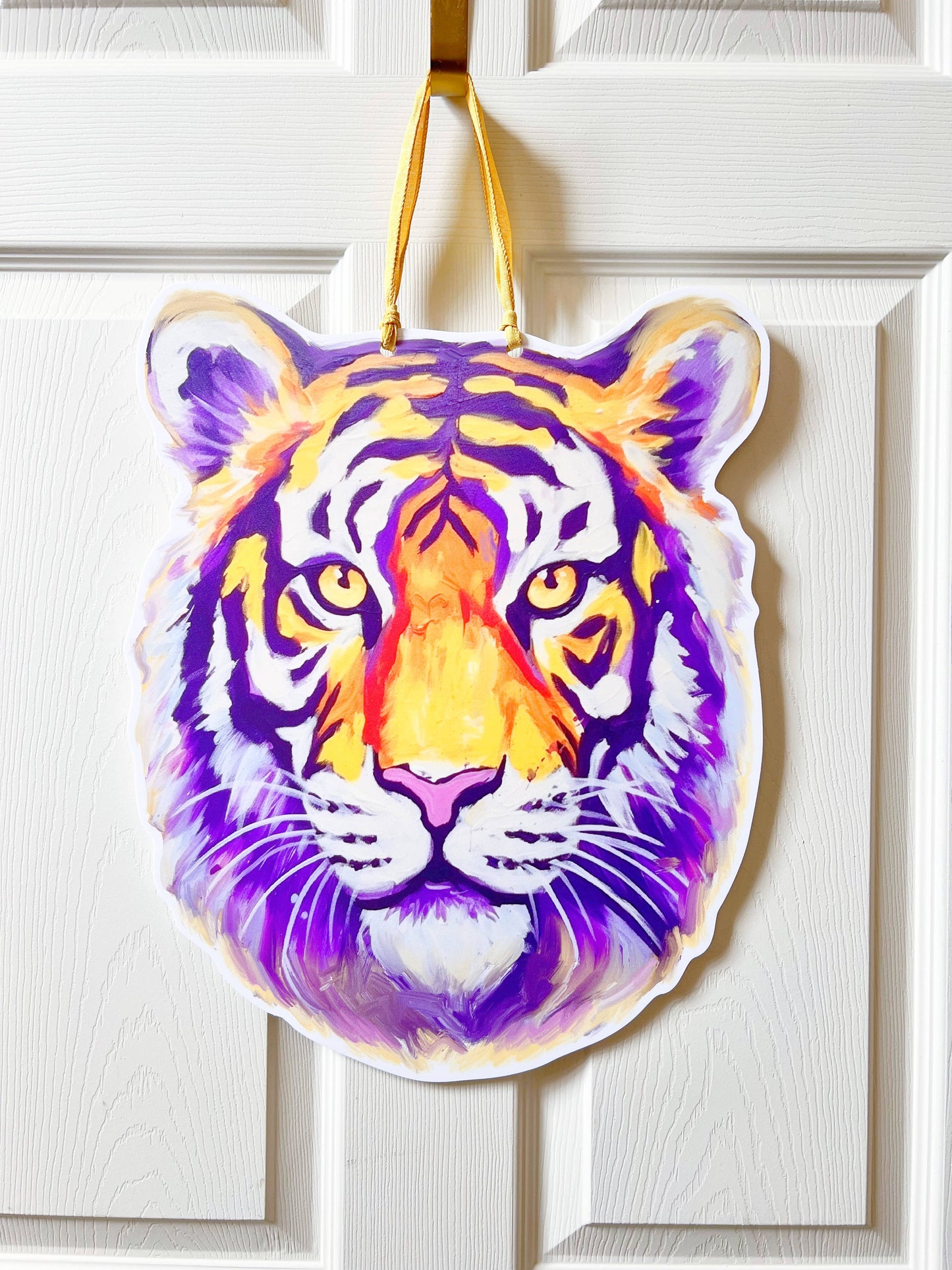 LSU Tiger Head Door Hanger-Louisiana Football Outdoor Decor
