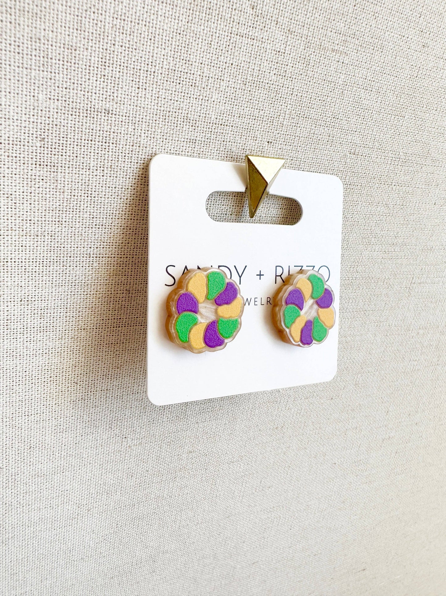 King cake stud earring
