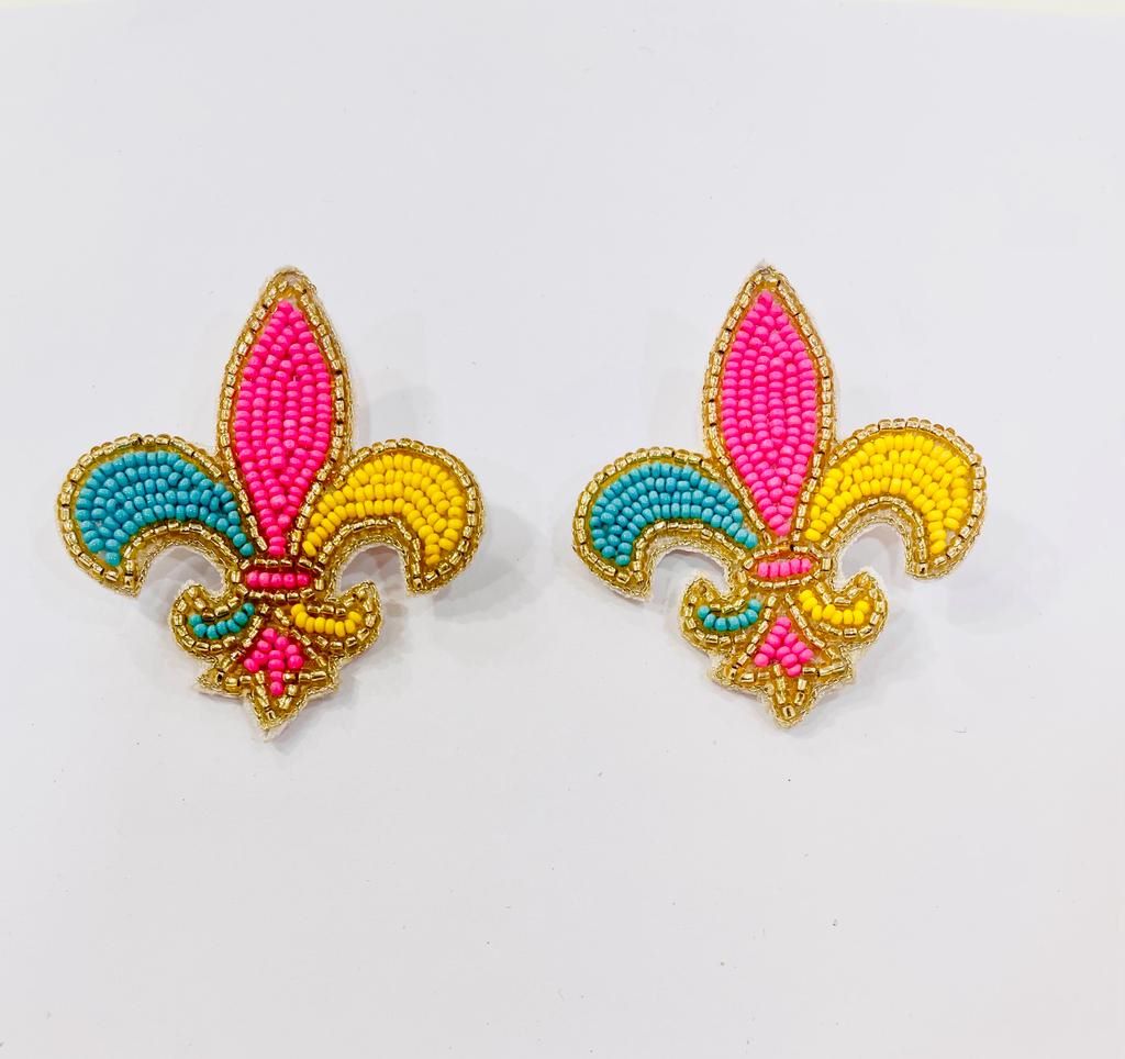 Spring Fleur de Lis Stud Earrings