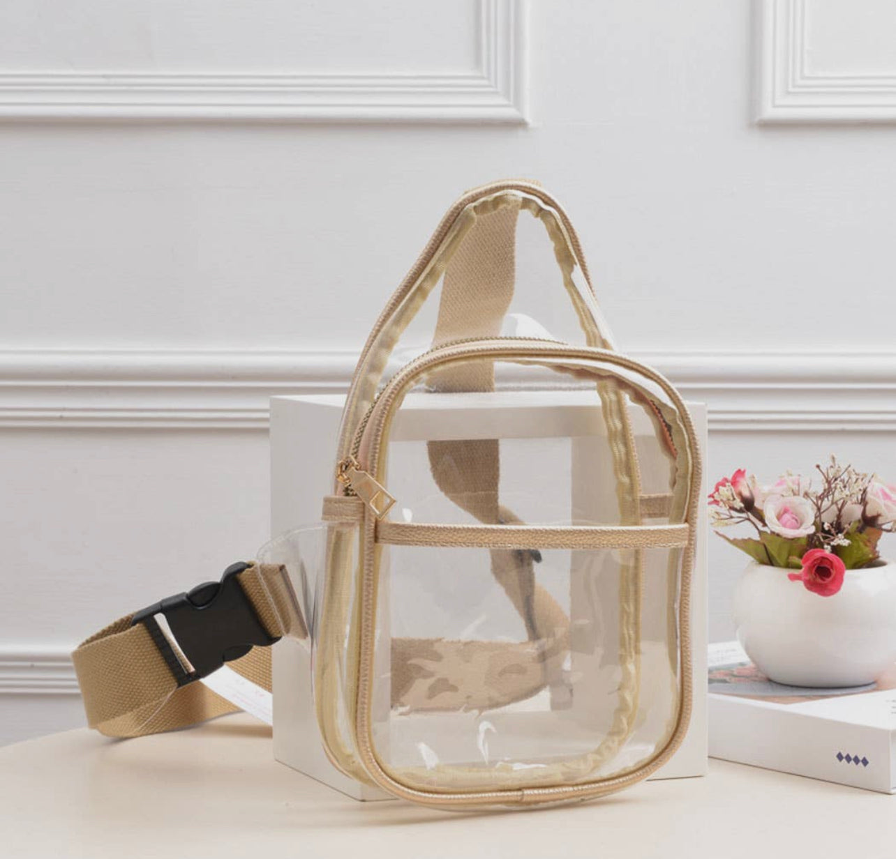 Clear & Gold Crossbody Handbag