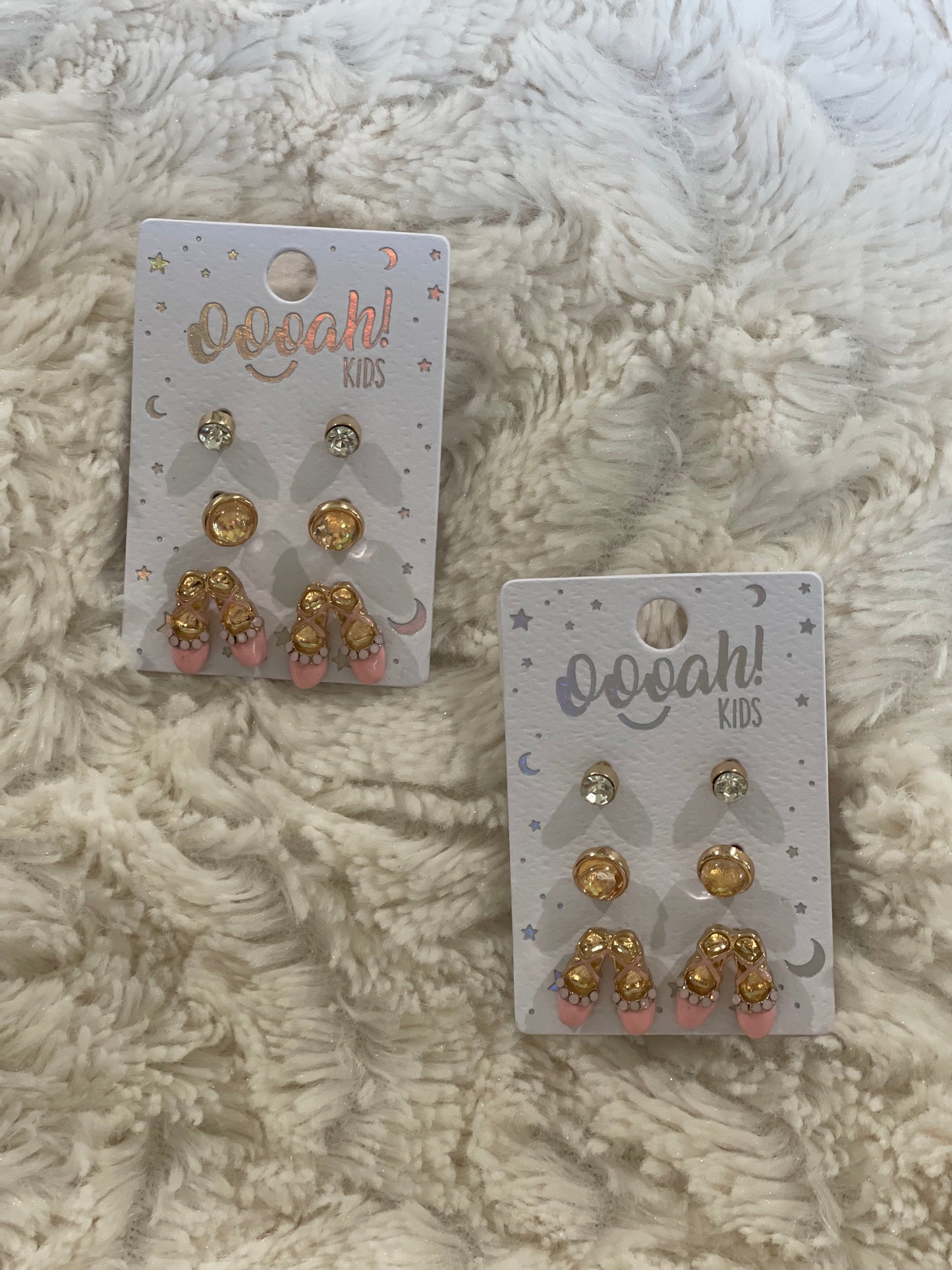 Set of 3 Girl Studs - Ballets, Pink and Clear Studs