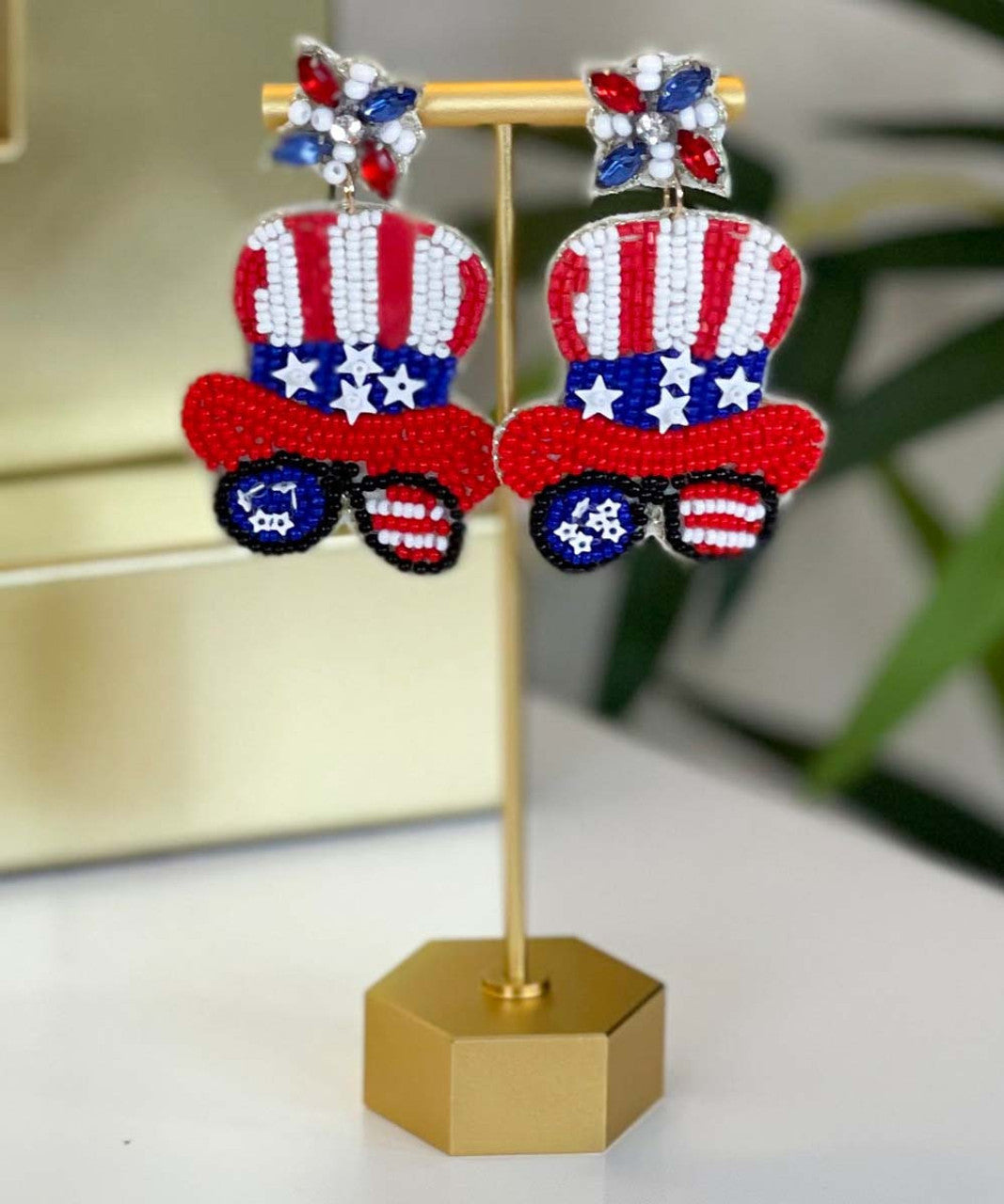 Patriotic Hat and Sunglasses Earrings