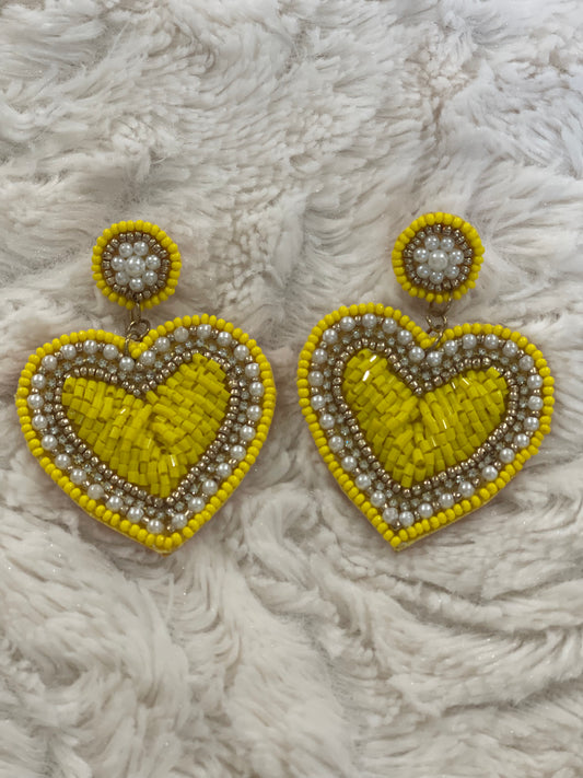 Yellow Heart Earrings