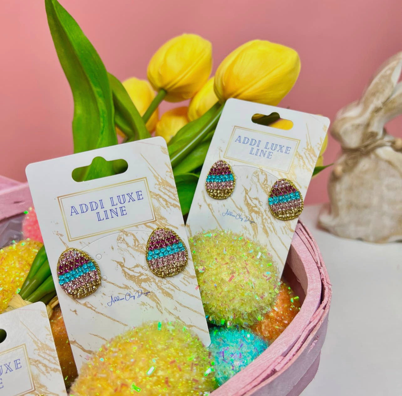 Rhinestone Easter Egg Stud Earrings