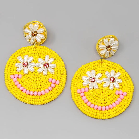 Beaded Smiley Face Earrings