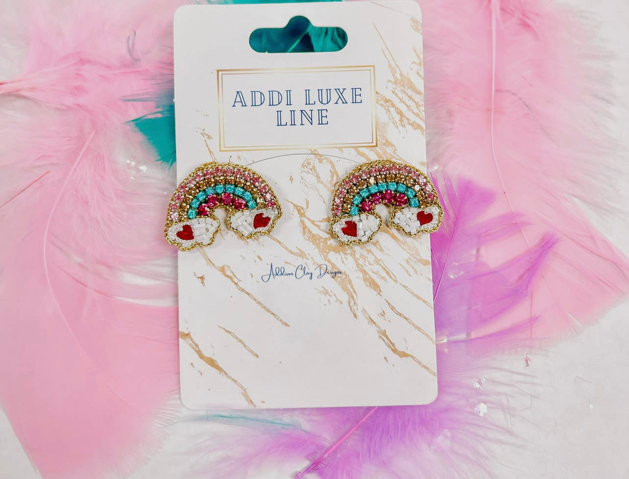 Rhinestone Rainbow Stud Earrings