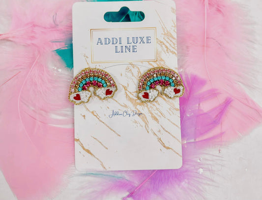 Rhinestone Rainbow Stud Earrings