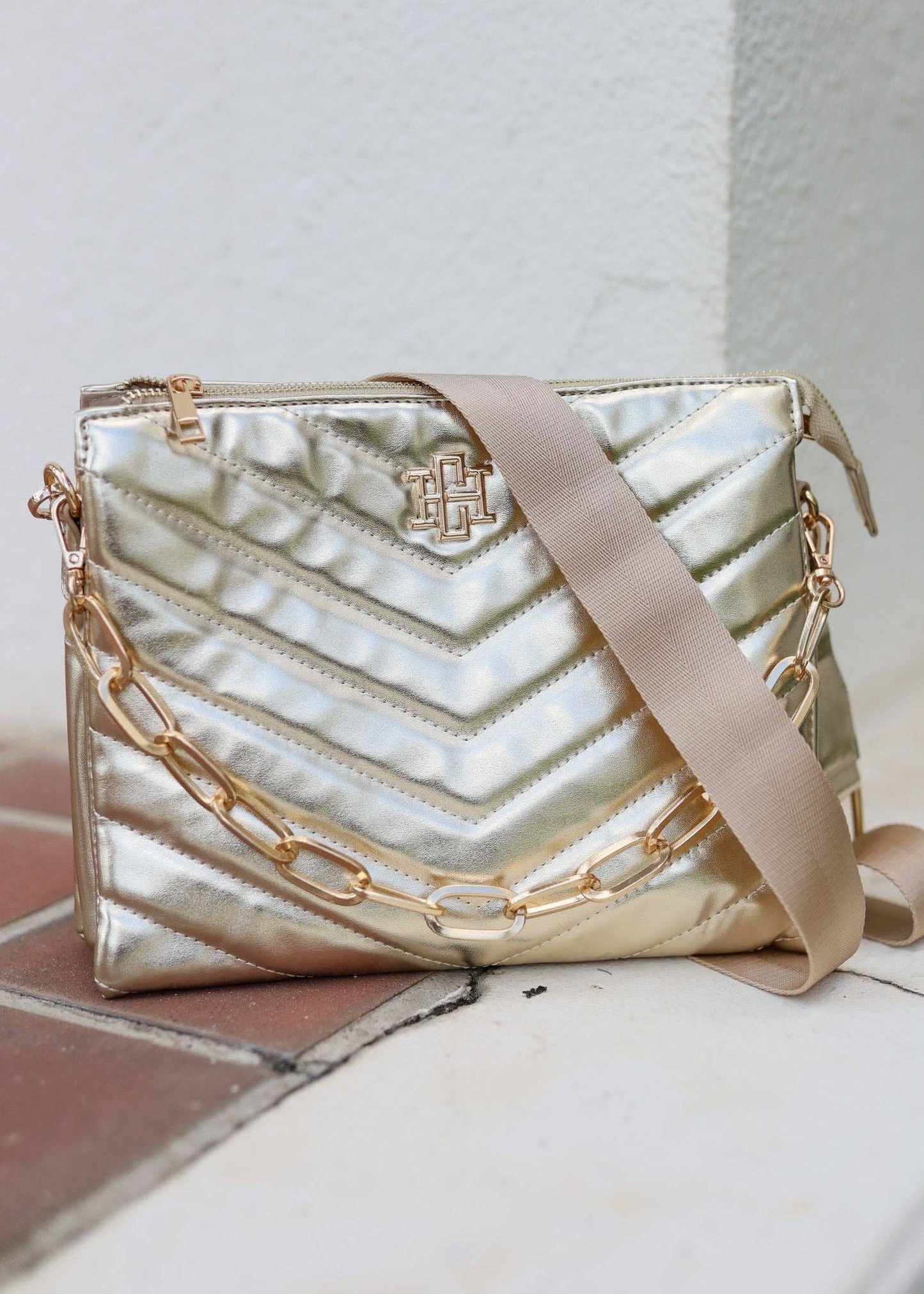 Ariana Quilted Crossbody 24K GOLD