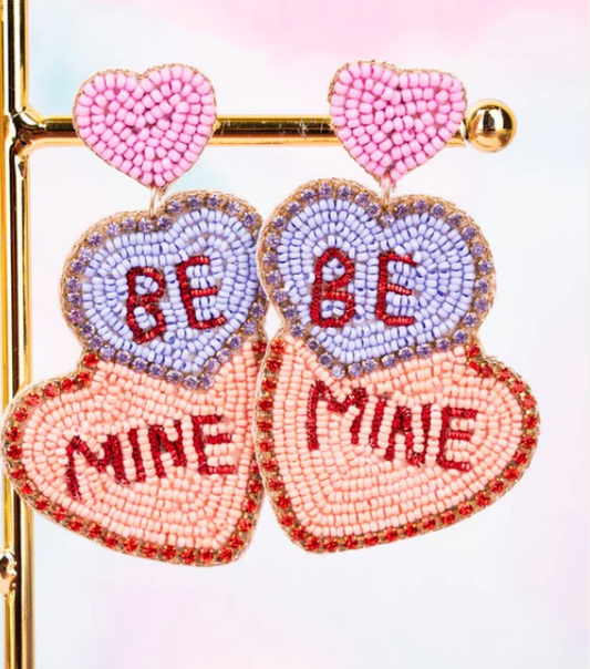 VIOLA BE MINE MULTI-COLOR TRIPLE HEART SEED BEAD EARRINGS