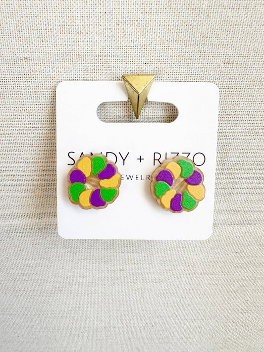 King cake stud earring