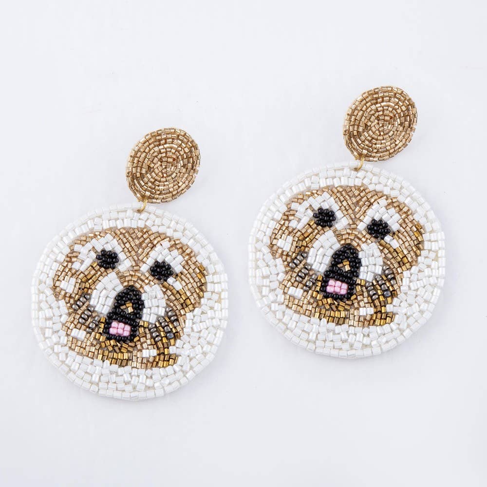 Golden Doodle Seed Beaded Dangle Earrings