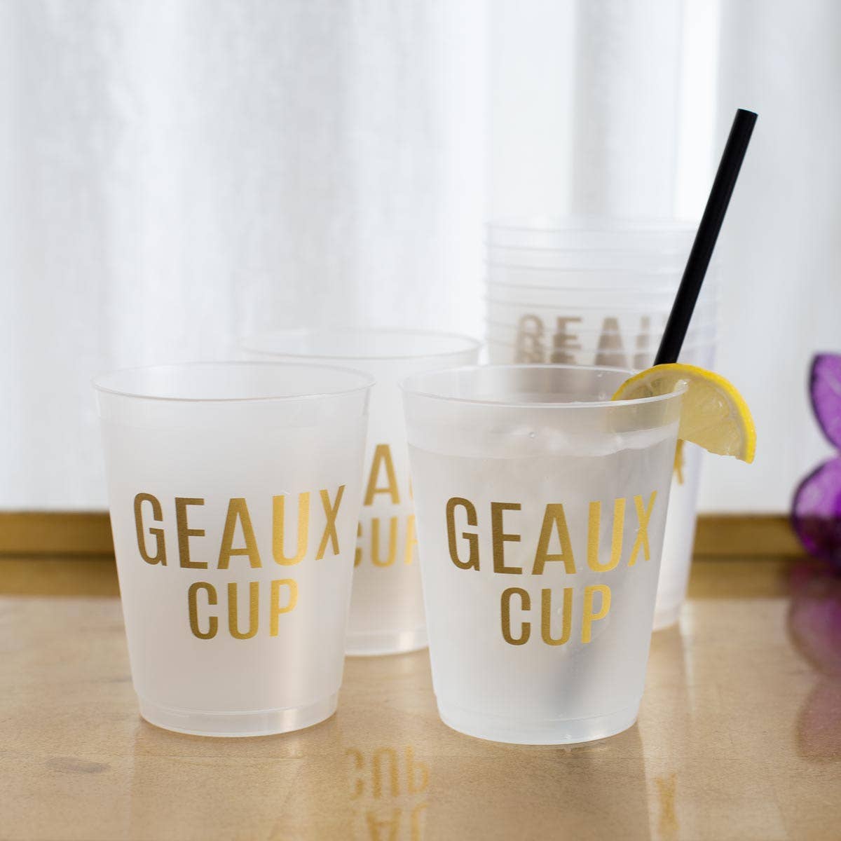 Geaux Cup Party Cups Frosted/Gold 16oz Set of 10