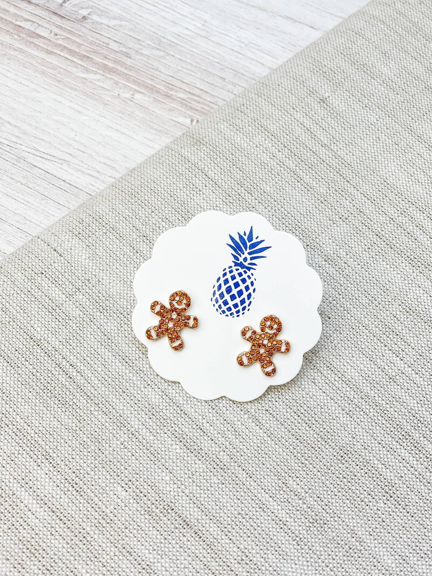 Pave Christmas Stud Earrings - Gingerbread