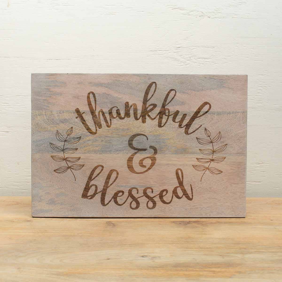 Thankful and Blessed Serving Board Natural 12x18