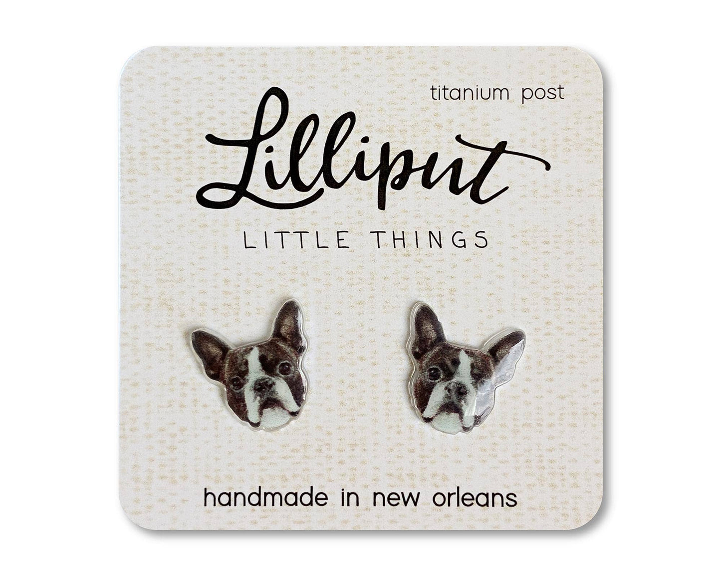 Boston Terrier Dog Stud Earrings