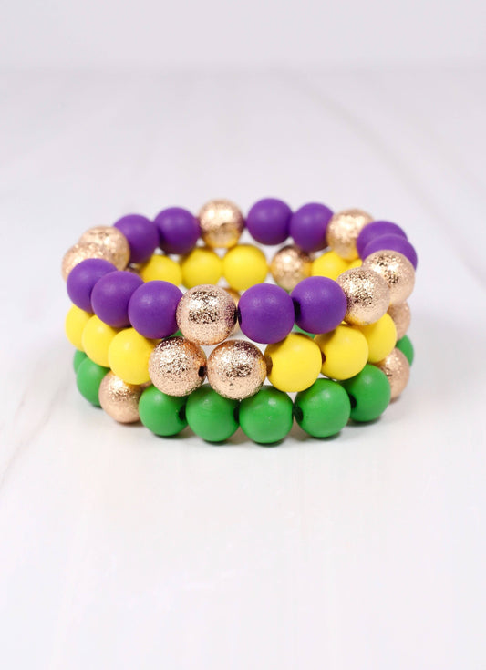 Isabelle Bracelet Set - Mardi Gras Colors