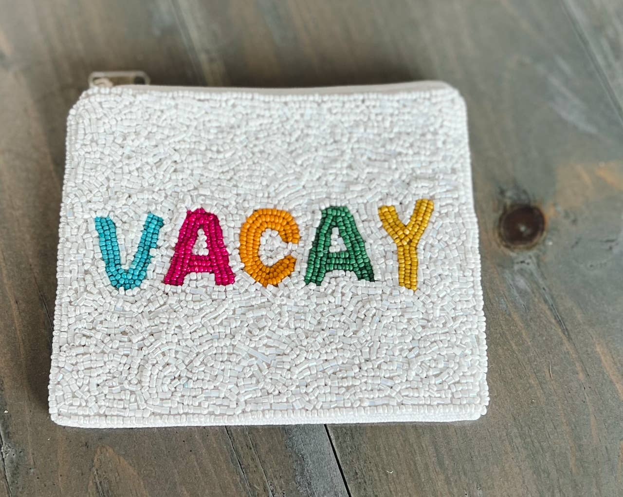 Bright Vacay Seed Beaded Coin Purse