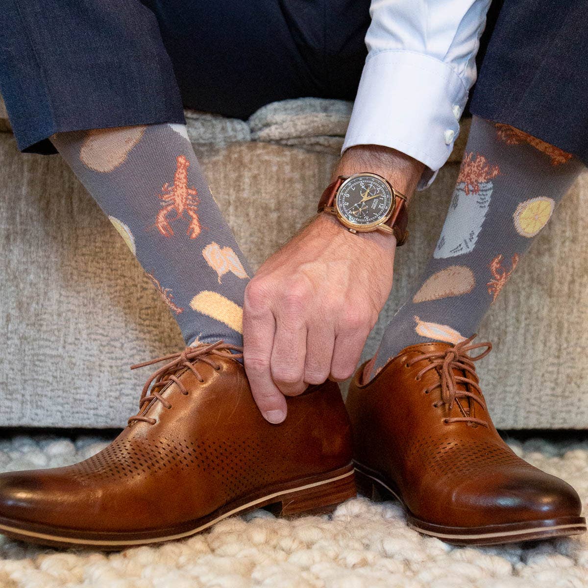 Men's Crawfish Boil Socks Gray/Red/Yellow One Size