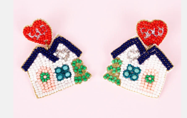 VIOLA SOLD HOUSE SEED BEAD EARRINGS