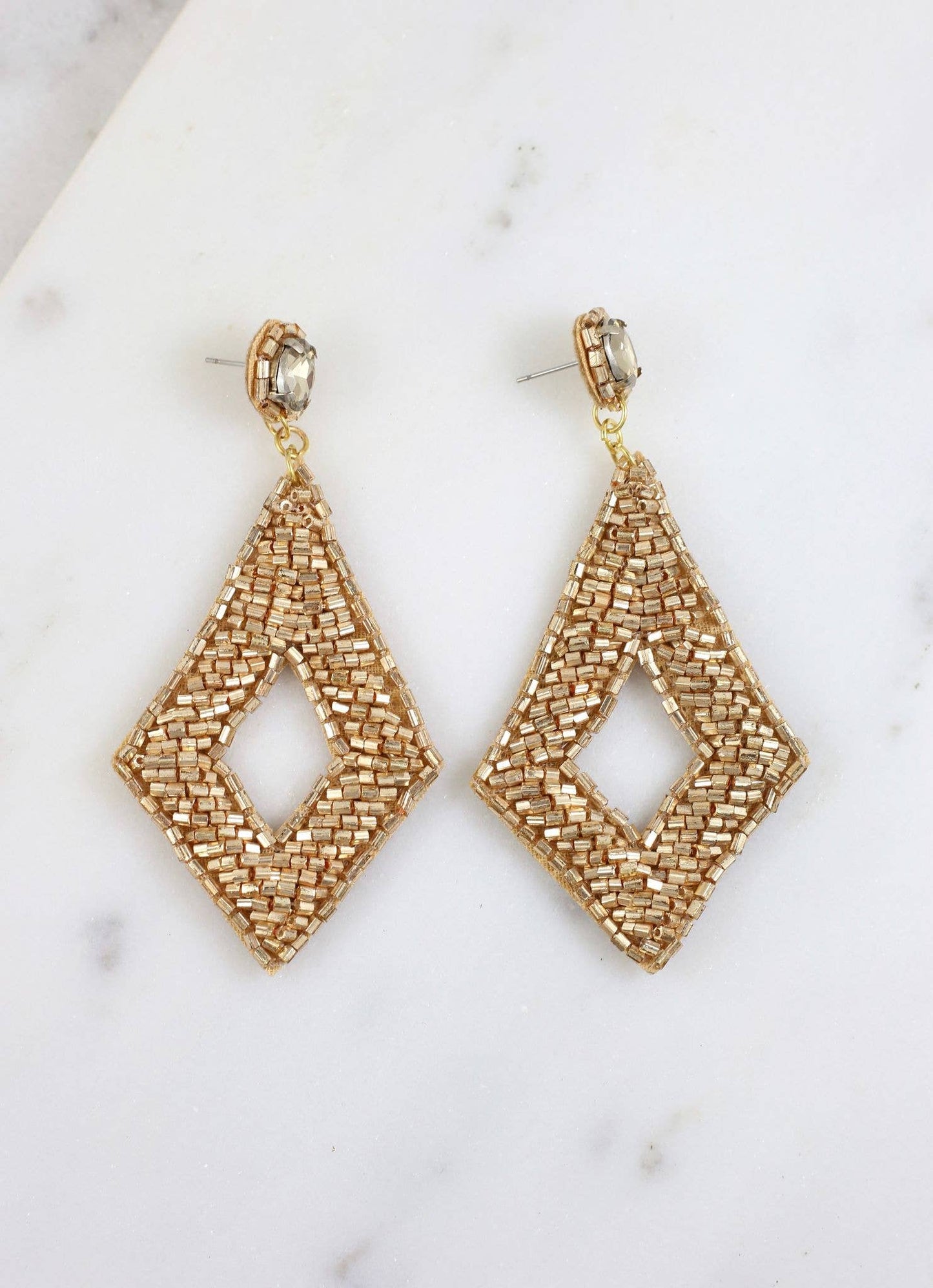 Iggy Beaded Diamond Drop Earring GOLD