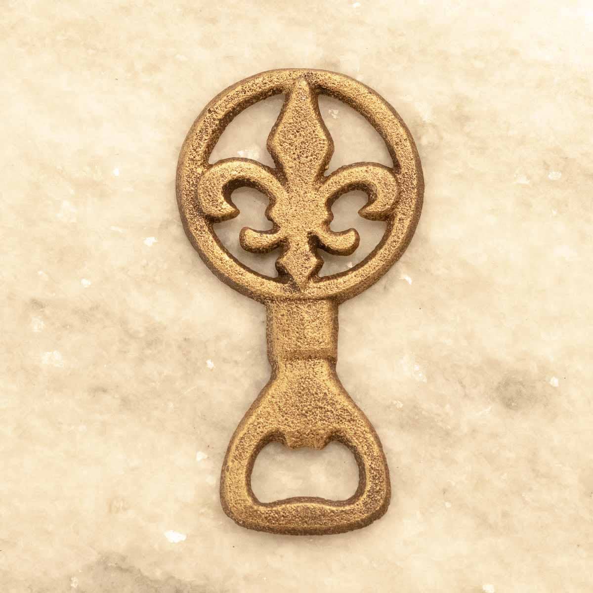 Fleur de Lis Bottle Opener Antique Gold 2.5x4.5