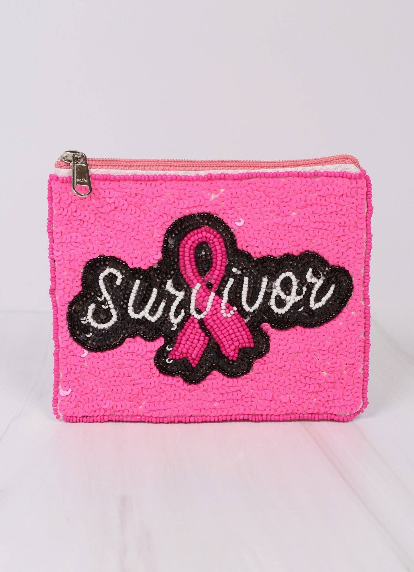 Survivor Embellished Coin Pouch PINK