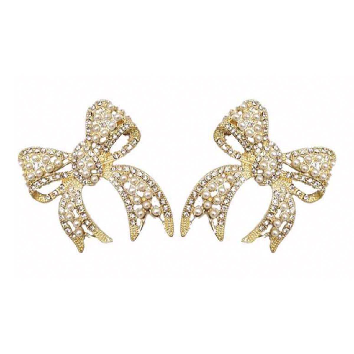 Rhinestone Bow Earrings