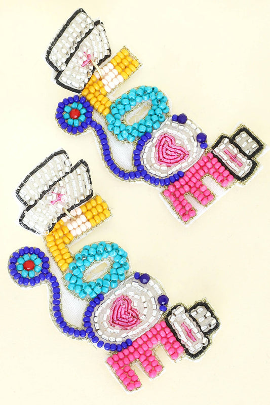 Beaded "Love" Nurse Appreciation Dangle Earrings