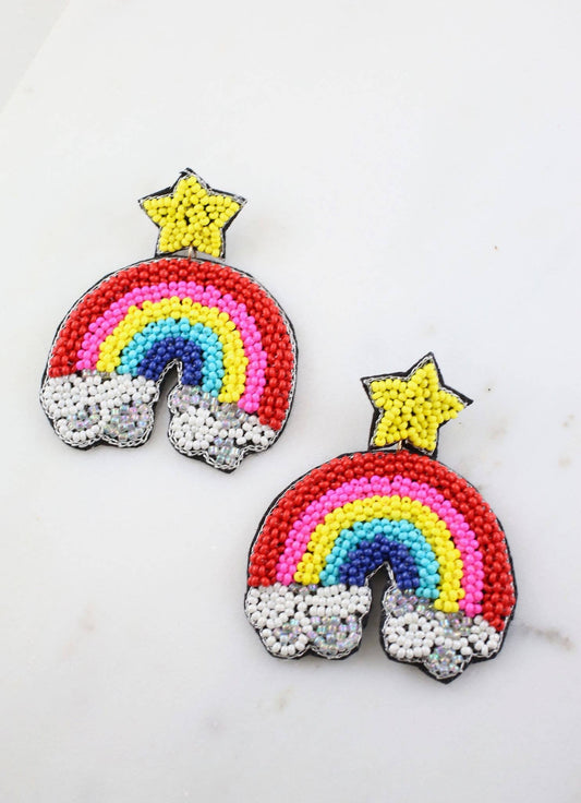 Rainbow Clouds Beaded Earring MULTI
