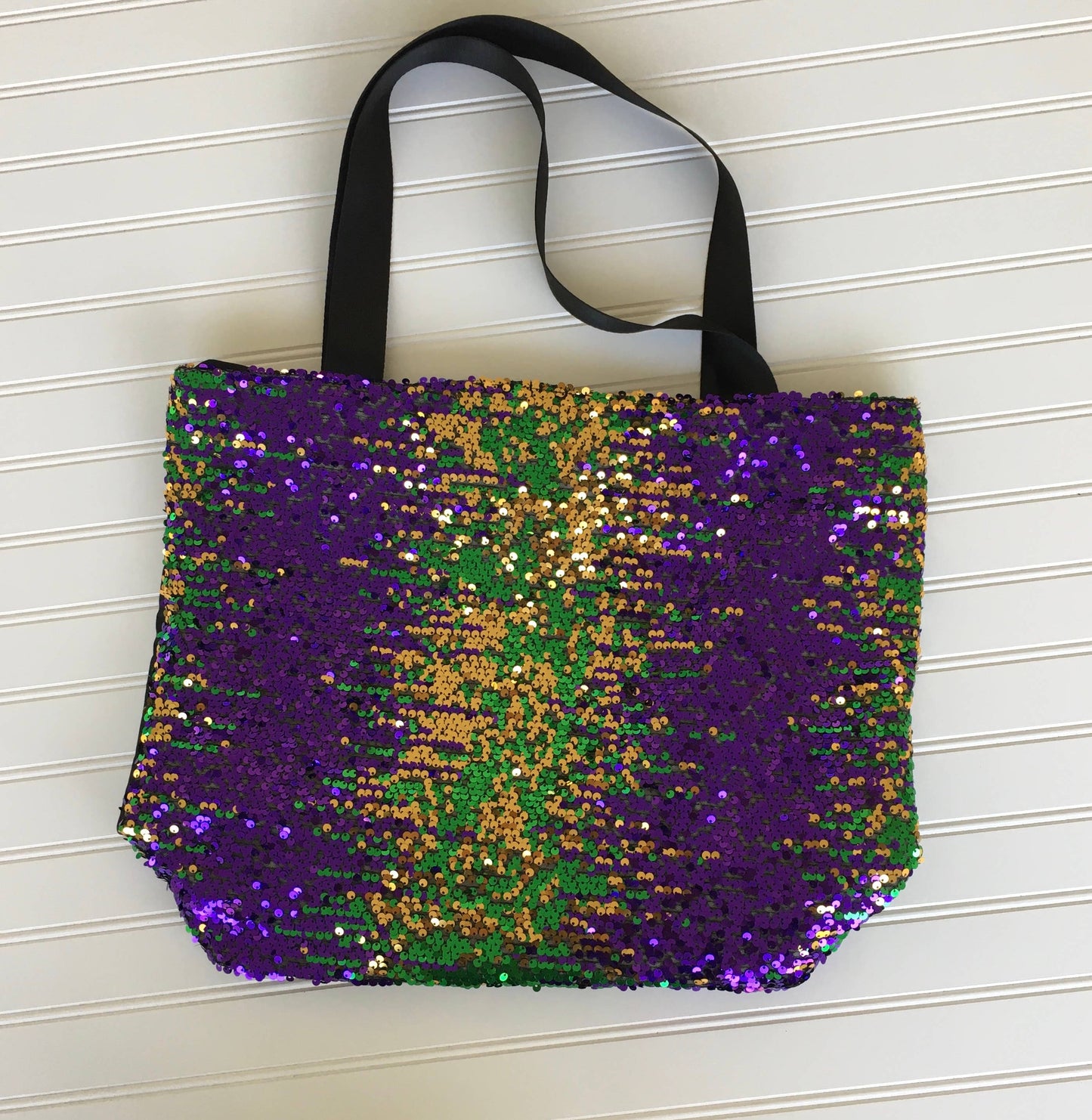 Sequin Mardi Gras shopping bag