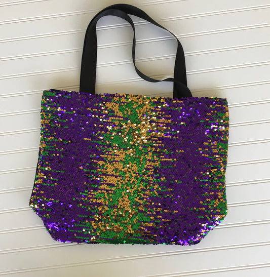 Sequin Mardi Gras shopping bag