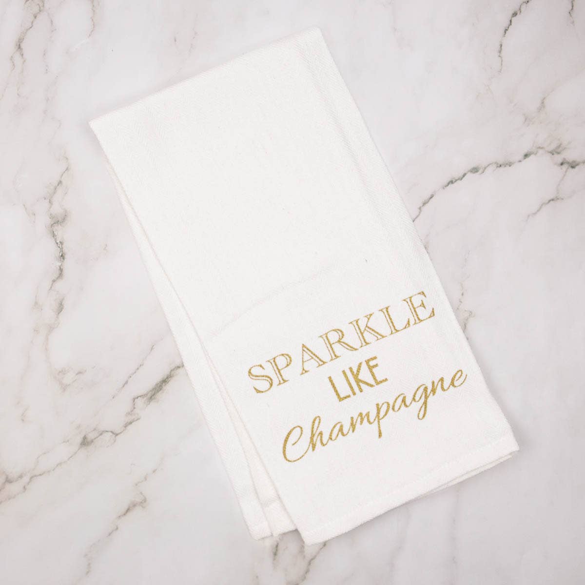 Sparkle Like Champagne Hand Towel White/Metallic Gold 20x28