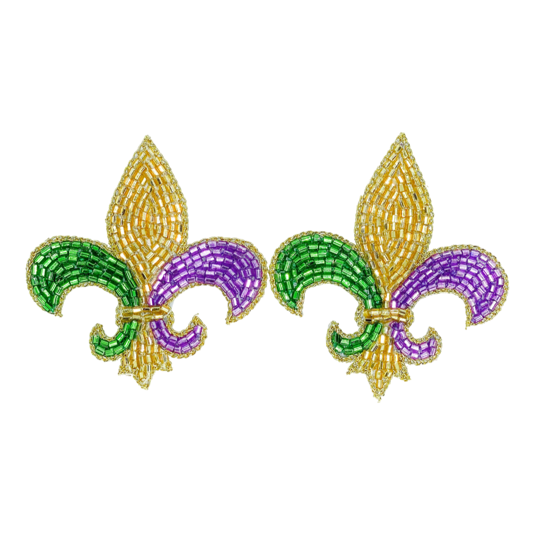 Mardi Gras Fleur de Lis Stud Earrings