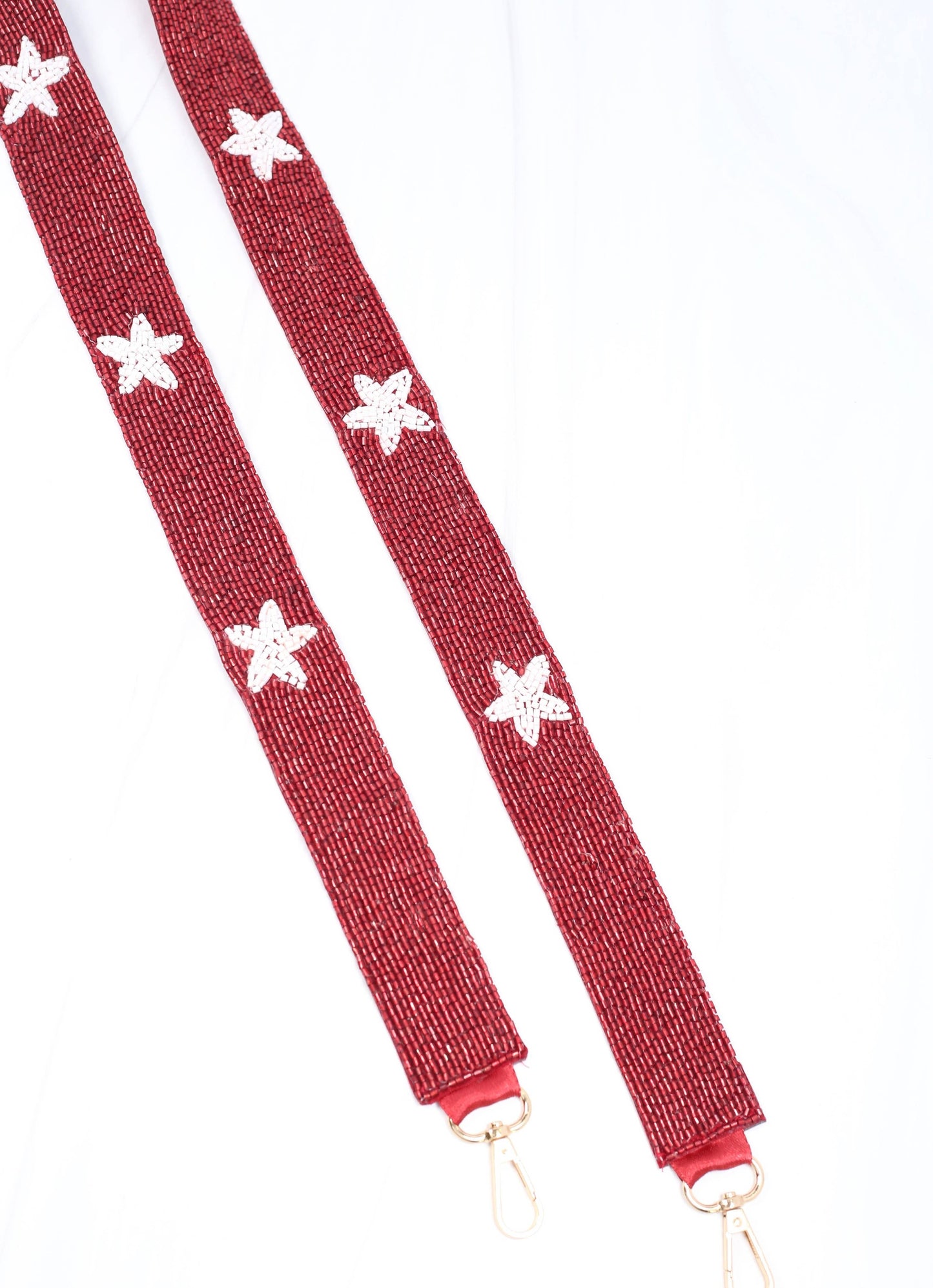 Star Beaded Crossbody Strap DARK RED WHITE