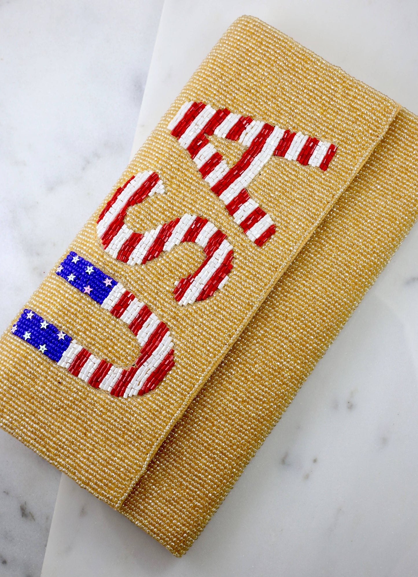 Gold USA Beaded Crossbody/Clutch