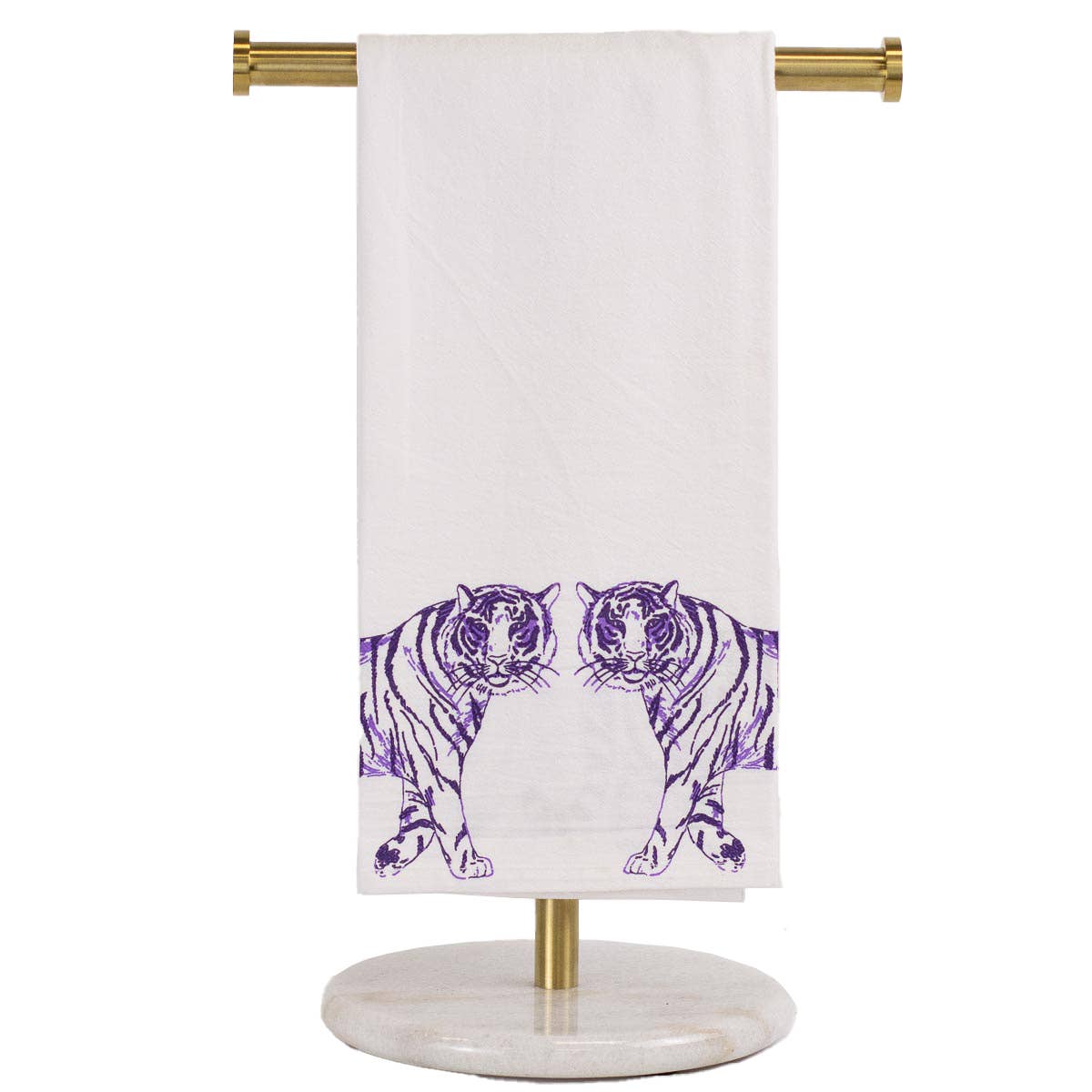 Tiger Walk Flour Sack Hand Towel White/Purple 20x28