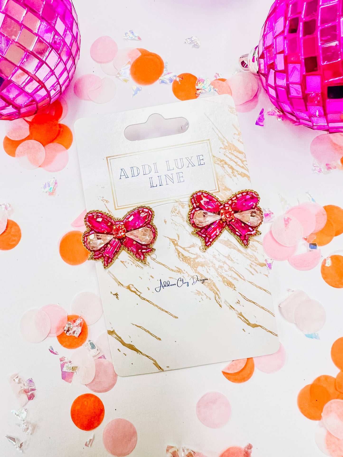 Pink Bow Luxe Studs