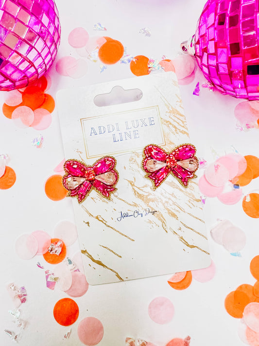 Pink Bow Luxe Studs