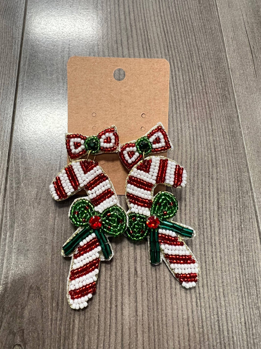 Candy Cane Beaded Earrings
