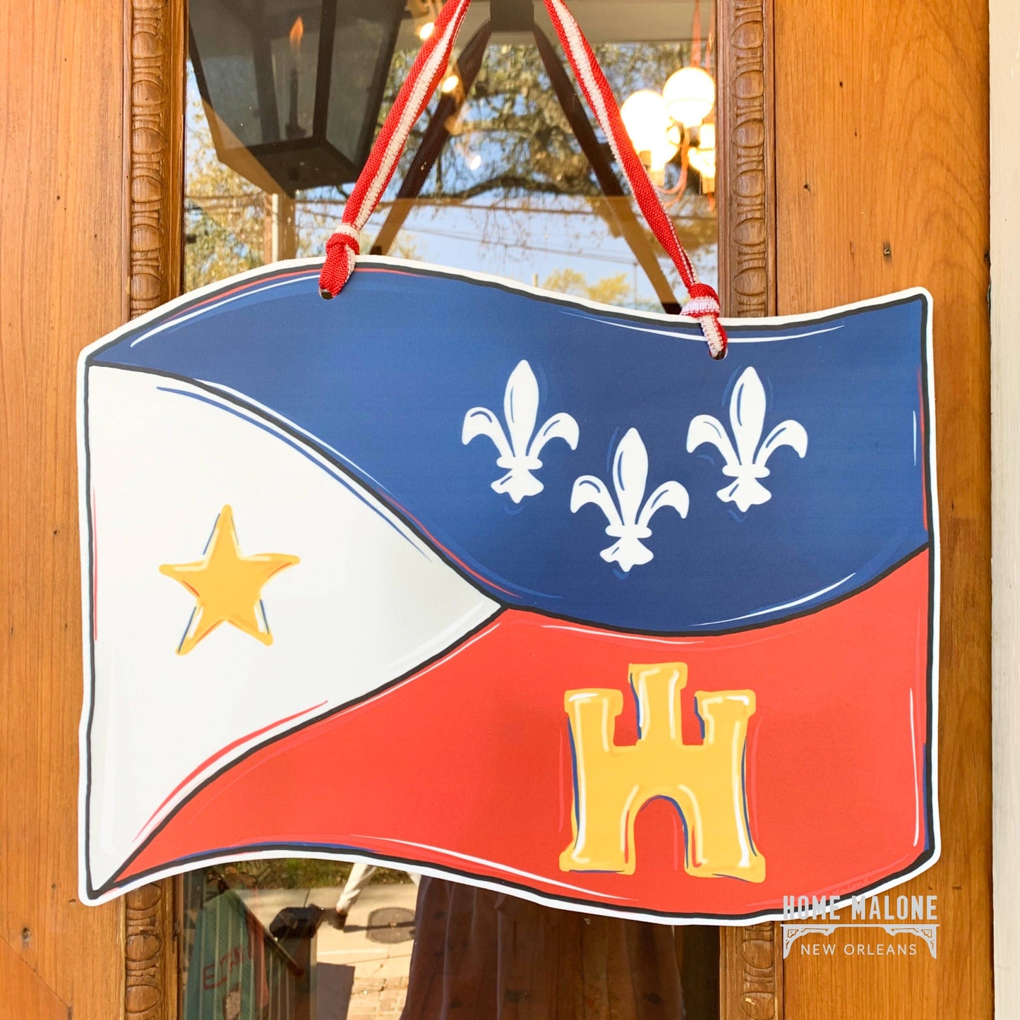 Acadiana Flag Door Hanger - South Louisiana Outdoor Decor
